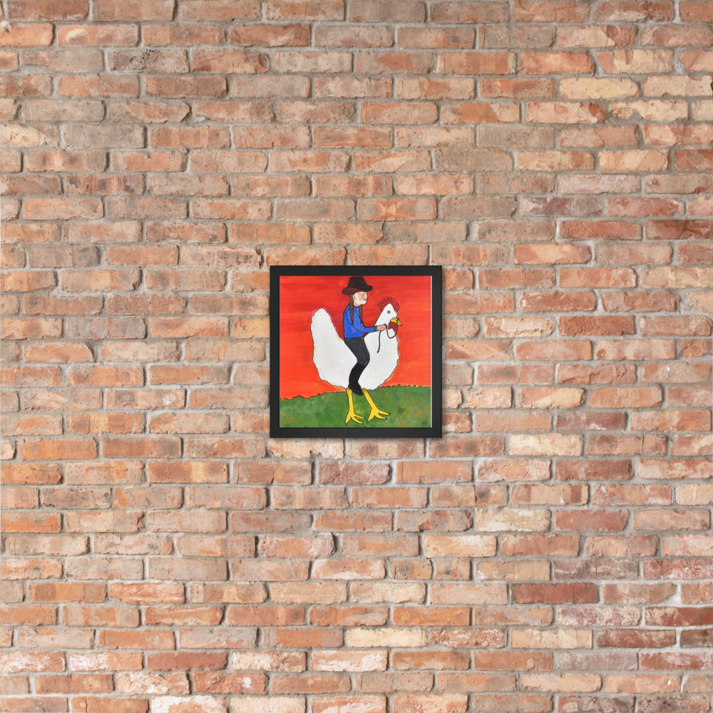 Willie on a Chicken Framed Poster by Davey K.