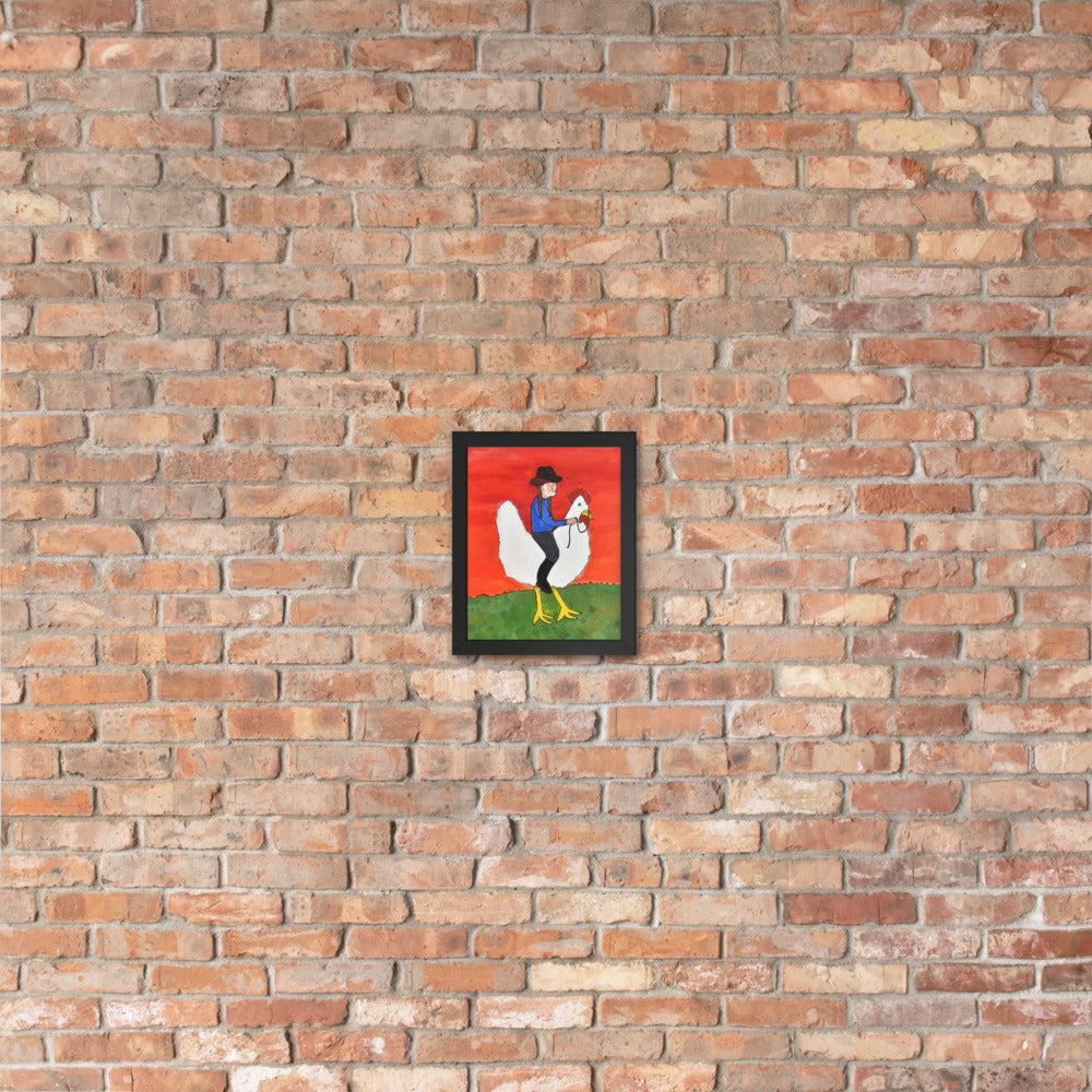 Willie on a Chicken Framed Poster by Davey K.