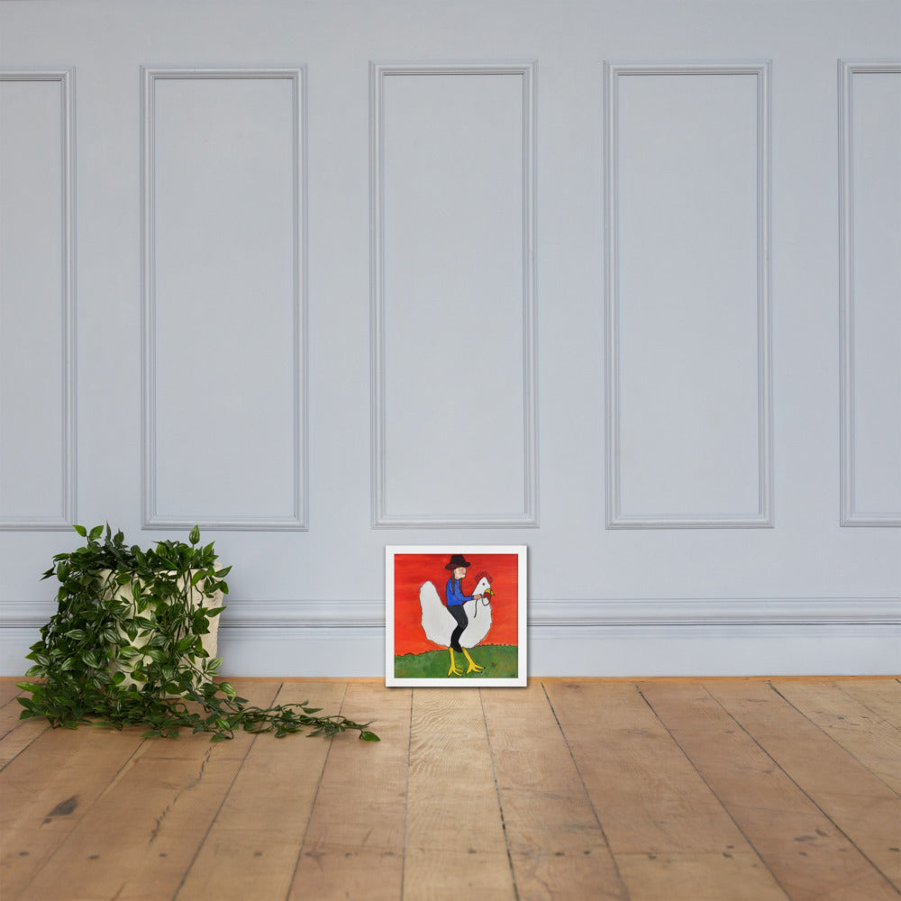 Willie on a Chicken Framed Poster by Davey K.