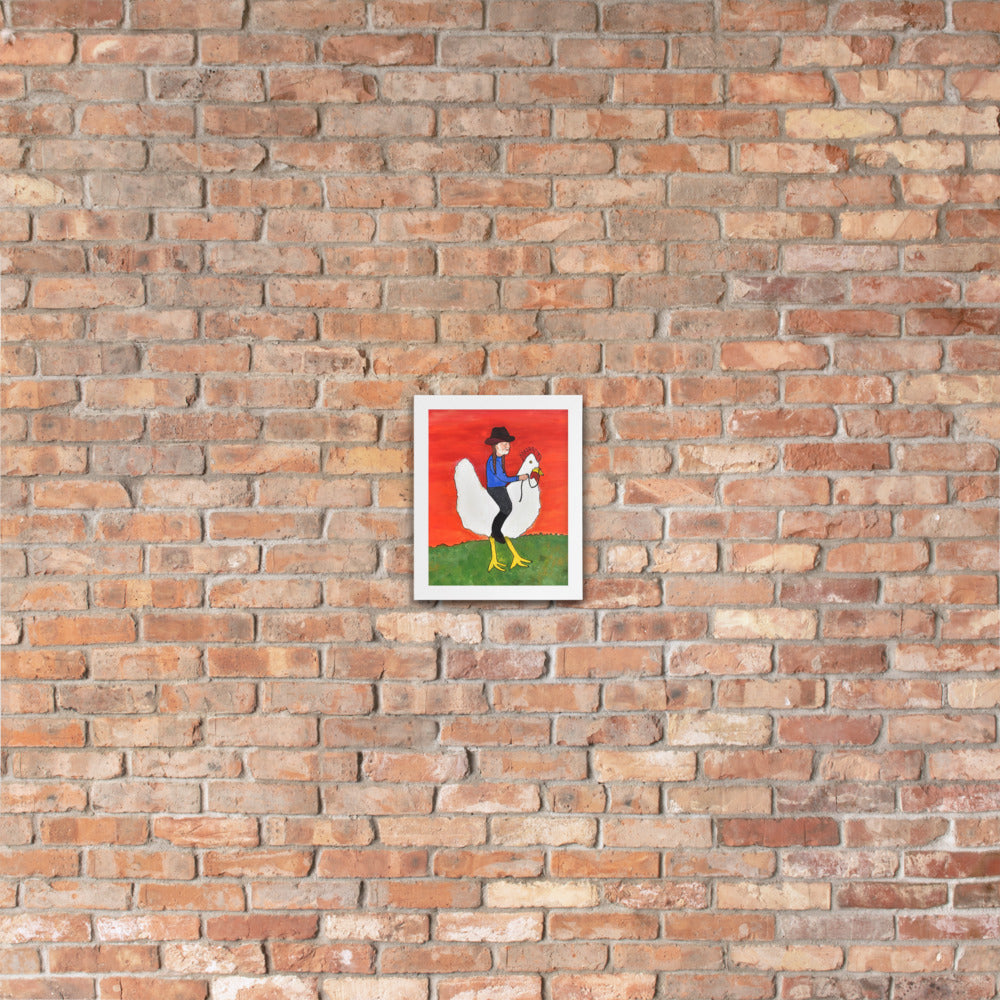 Willie on a Chicken Framed Poster by Davey K.