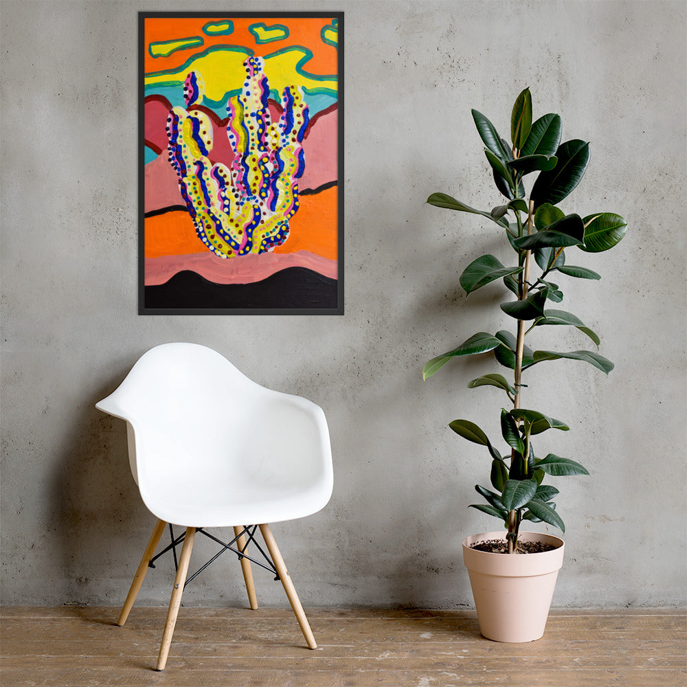 Cactus in the Summertime Framed Poster by Ali H.