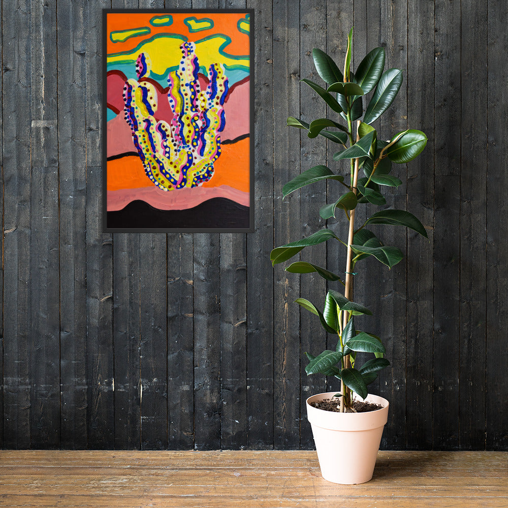 Cactus in the Summertime Framed Poster by Ali H.