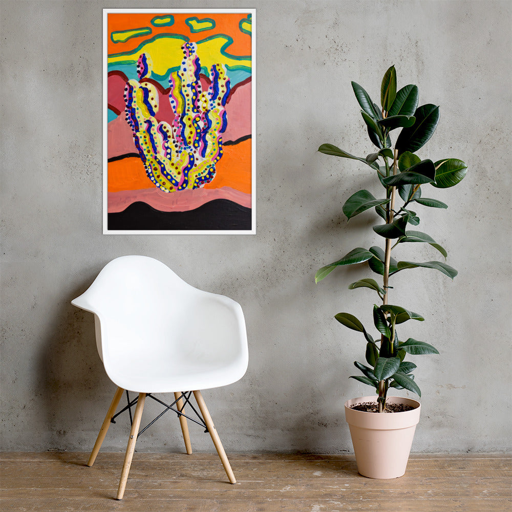 Cactus in the Summertime Framed Poster by Ali H.