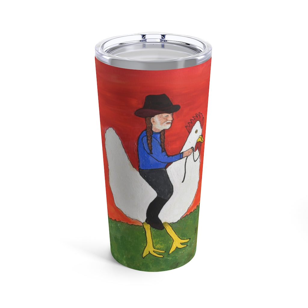 Willie Nelson on a Chicken Tumbler by Davey K.